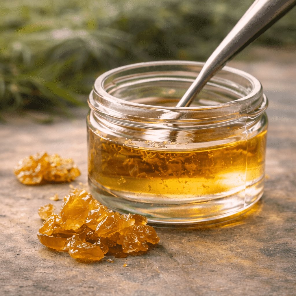 Cannabis concentrates wax in jar at Anchorage Alaska dispensary